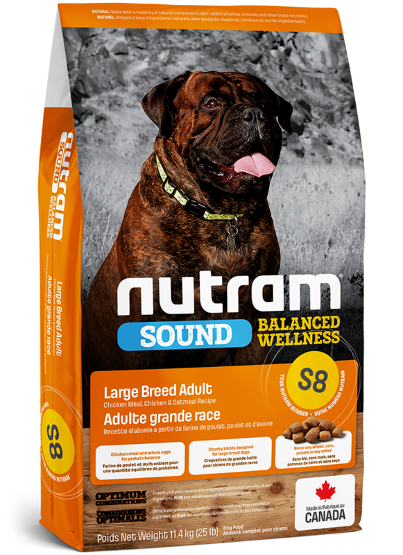 Nutram Sound Balanced Wellness Dog Food Large Breed Adult Chicken Meal, Chicken & Oatmeal Recipe (S8) 11.4kg