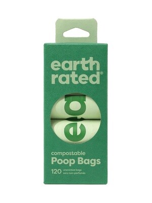 Earth Rated Poop Bags Certified Compostable 8 Refill Rolls (120 bags)