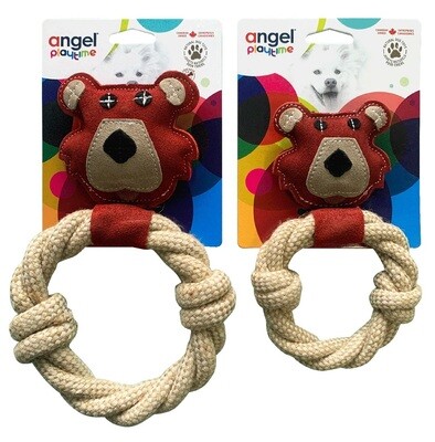 Angel Playtime Natural Bear & Rope Dog Toy L 8.5