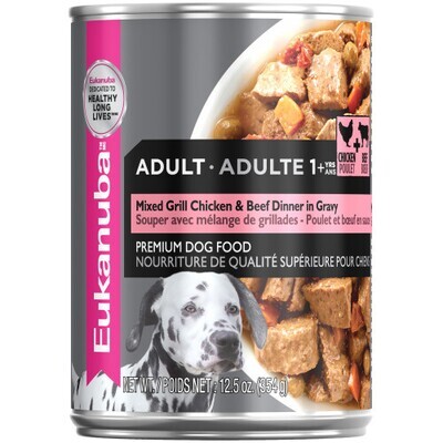 Eukanuba Dog Food Canned Adult Mixed Grill Chicken & Beef Dinner in Gravy 375g (12pk)