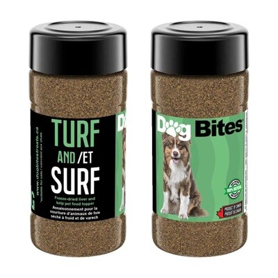 Dog Bites Turf and Surf Freeze-Dried Liver and Kelp Pet Food Topper 100g
