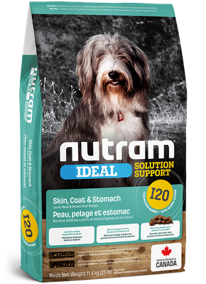 Nutram Ideal Solution Support Dog Food Skin, Coat & Stomach Adult Lamb Meal & Brown Rice Recipe (I20) 11.4kg