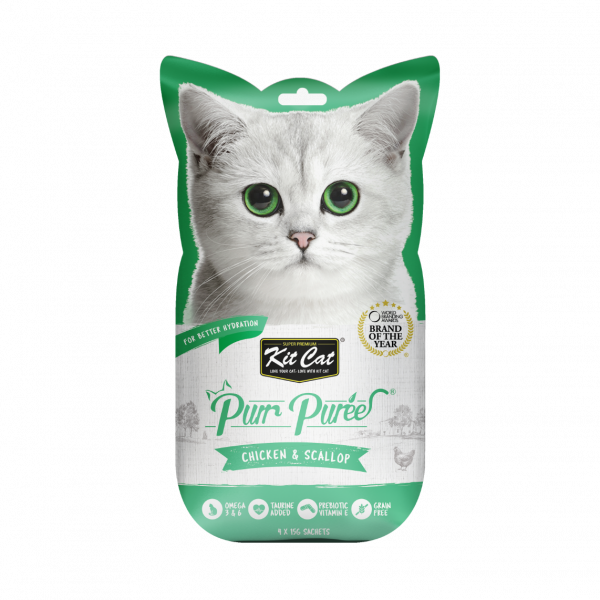 Kit Cat Purr Puree Chicken & Scallop 4 x 15g