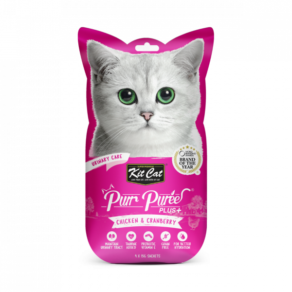 Kit Cat Purr Puree PLUS+ Chicken & Cranberry (Urinary Care) 4 x 15g