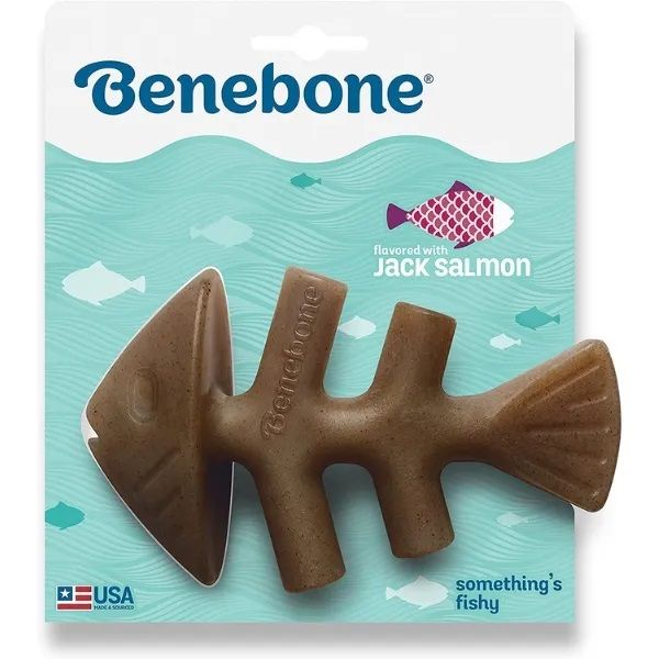 Benebone Fishbone Dog Toy Salmon