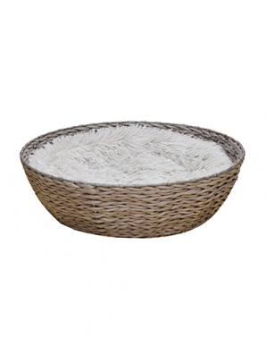PetPals Paper Rope Round Cat Bed with Shag Fur Cushion 16.5 x 16.5 x 4.5"