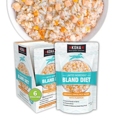 Koha Dog Food Pouch Limited Ingredient Bland Diet Chicken & White Rice Recipe with Pumpkin 355g (6pk