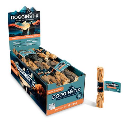 Dogginstix Braided Lamb Collagen 6"