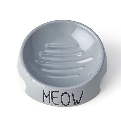 Petrageous Meow Inverted Cat Bowl Grey 5"
