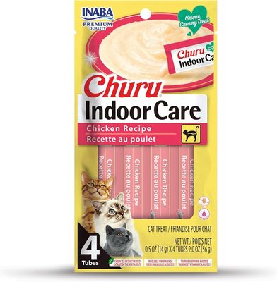 Inaba Cat Churu Purees Indoor/Hairball Chicken Recipe 4 x 14g