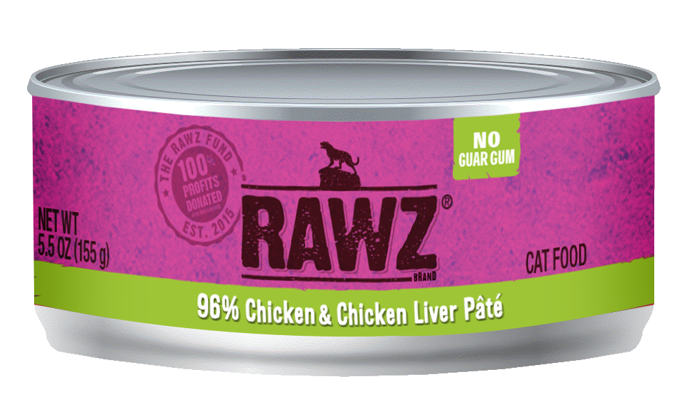 Rawz Cat Food Canned 96% Chicken & Chicken Liver Pate 155g (24pk)