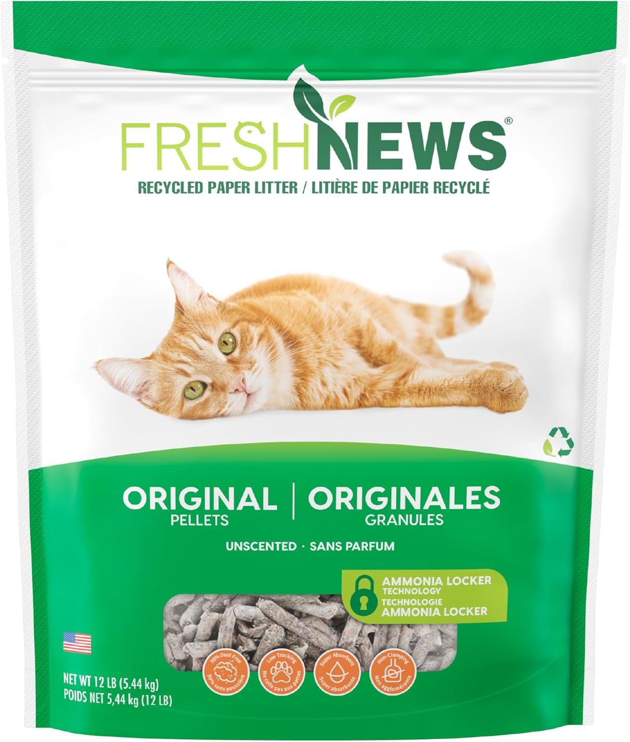 Fresh News Cat Litter Recycled Paper Pellets Original