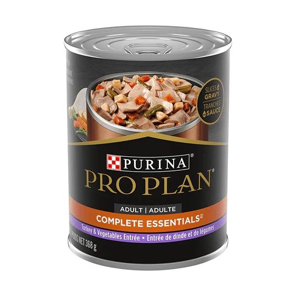 Purina Pro Plan Complete Essentials Dog Food Canned Turkey & Vegetables Entree 369g (12pk)