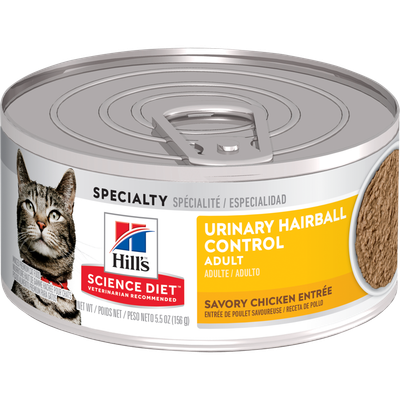 Hill's Science Diet Cat Food Canned Adult Urinary Hairball Control Savory Chicken Entree 82g (24pk)