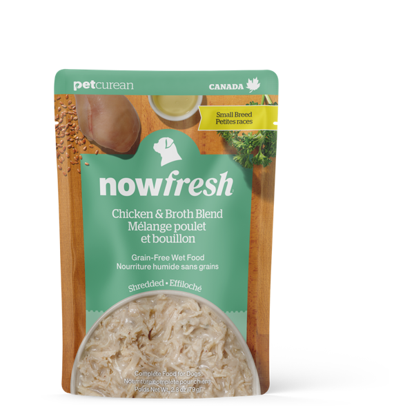 NOW FRESH Dog Food Pouch Small Breed Grain-Free Shredded Chicken & Broth Blend 79g (12pk)