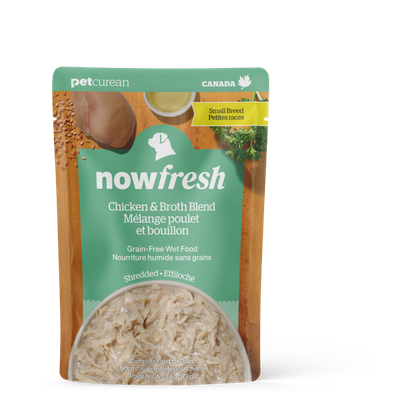 NOW FRESH Dog Food Pouch Small Breed Grain-Free Shredded Chicken & Broth Blend 79g (12pk)