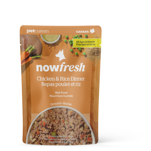 NOW FRESH Dog Food Pouch Ground Chicken & Rice Dinner 79g (12pk)
