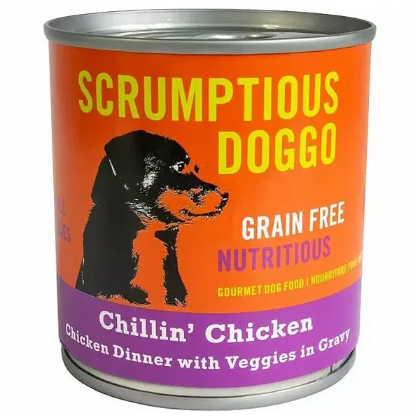 Scrumptious Doggo Grain-Free Canned Dog Food Chillin' Chicken Chicken Dinner with Veggies in Gravy 255g (12pk)