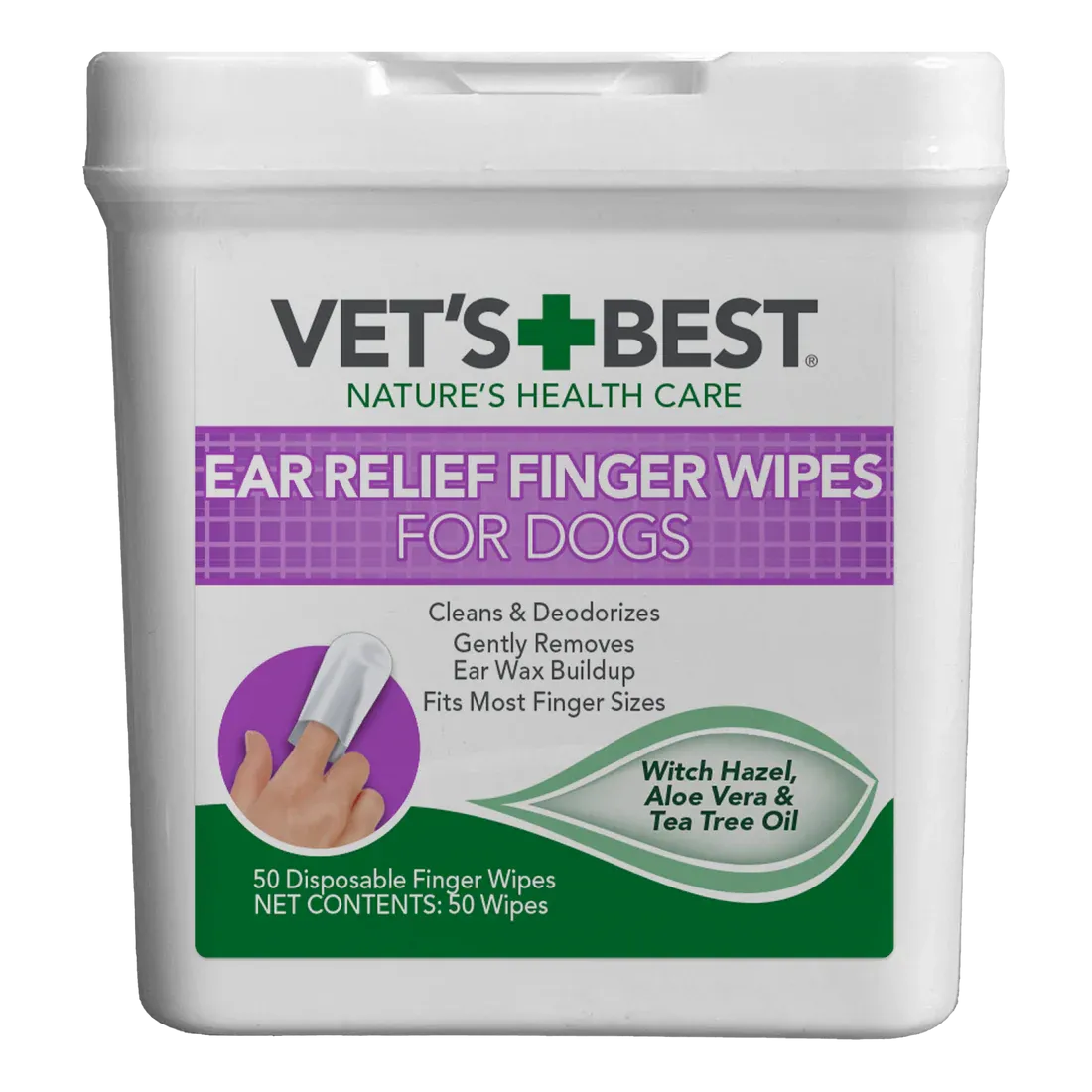 Vet's Best Ear Care Ear Relief Finger Wipes for Dogs 50ct