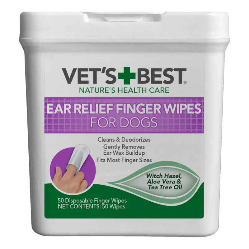 Vet's Best Ear Care Ear Relief Finger Wipes for Dogs 50ct
