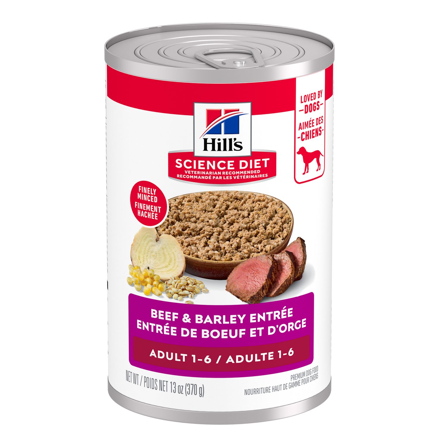 Hill's Science Diet Dog Food Canned Adult 1-6 Beef & Barley Entrée 370g (12pk)