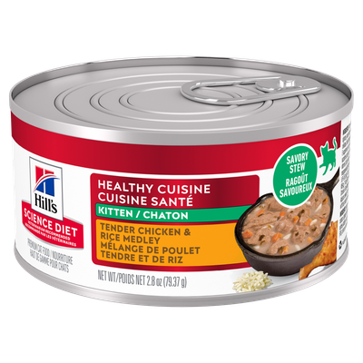 Hill's Science Diet Cat Food Canned Kitten Healthy Cuisine Tender Chicken & Rice Medley 79g (24pk)
