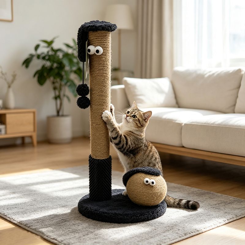 Simon's Scratch Post and Pounce with Self-Groomer Charcoal 26 Simon's Scratch Post and Pounce with Self-Groomer Charcoal 26"