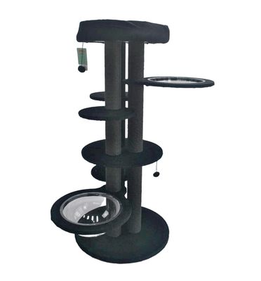 Simon's Scratch Post Adventure Tower with Bowls Black Simon's Scratch Post Adventure Tower with Bowls Black
