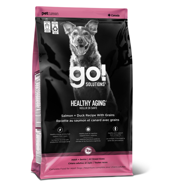 GO! Solutions Healthy Aging Dog Food Salmon & Duck Recipe with Grains