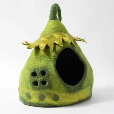 Karma Cat Wool Felt Fairy House Cave Green Karma Cat Wool Felt Fairy House Cave Green