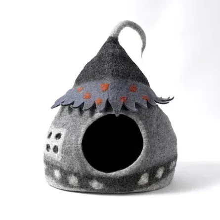 Karma Cat Wool Felt Fairy House Cave Grey Karma Cat Wool Felt Fairy House Cave Grey
