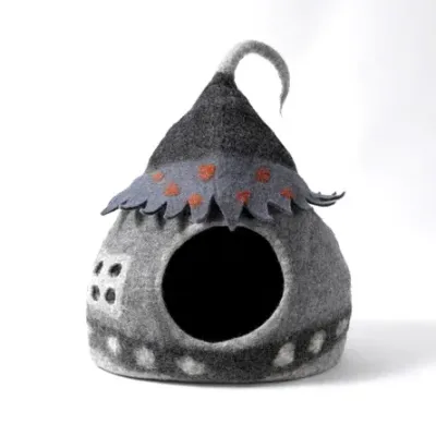 Karma Cat Wool Felt Fairy House Cave Grey Karma Cat Wool Felt Fairy House Cave Grey