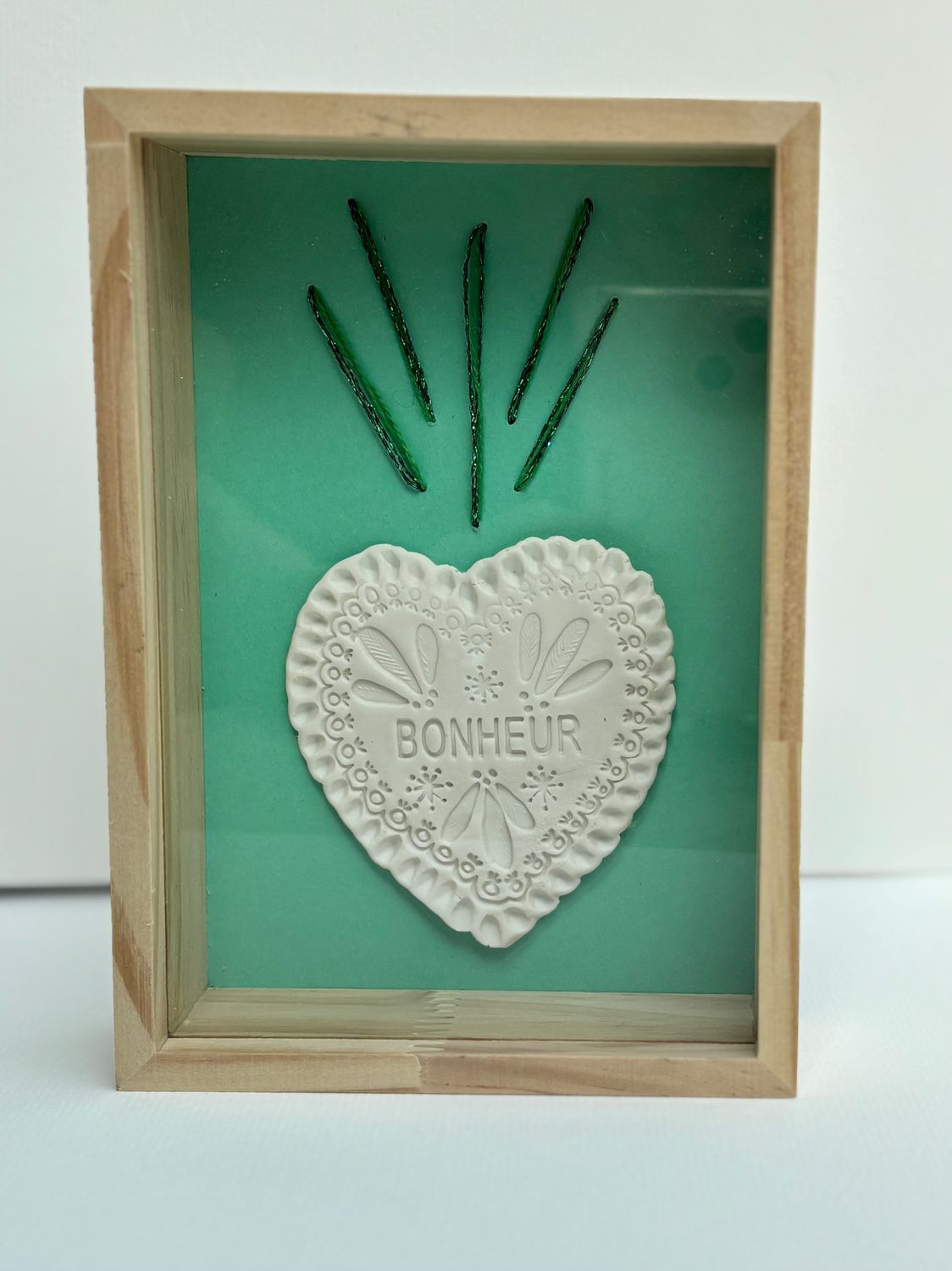 CADRE EX_VOTO &quot;BONHEUR&quot; vert
