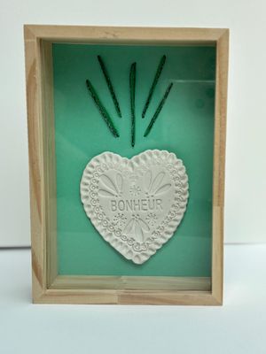 CADRE EX_VOTO &quot;BONHEUR&quot; vert