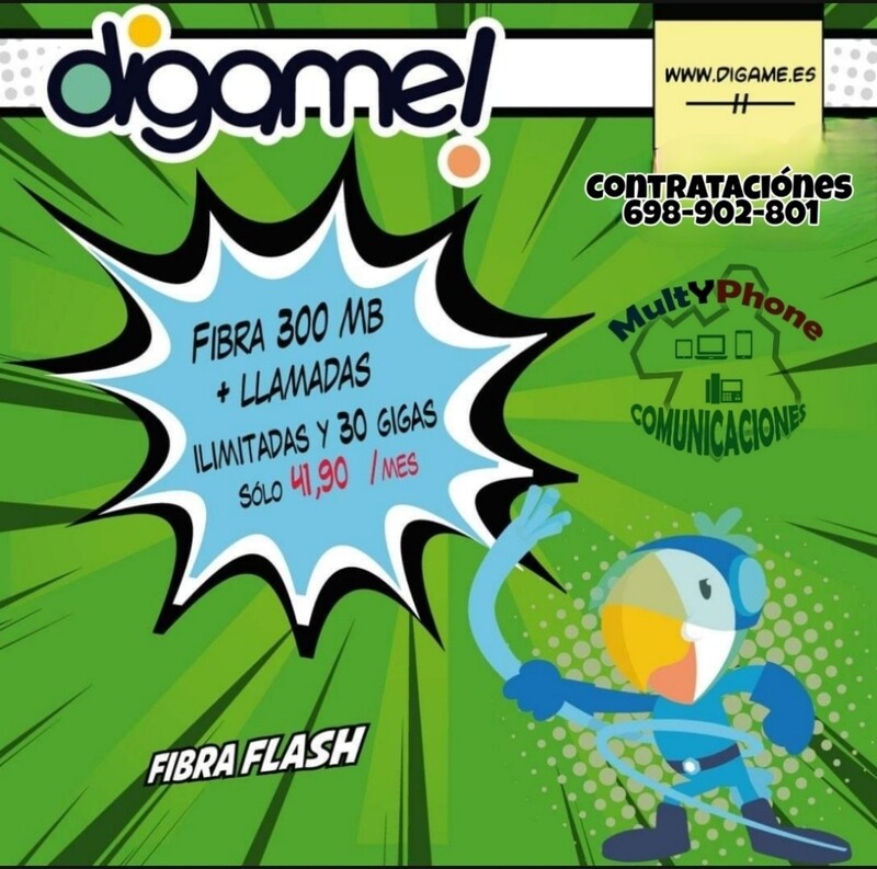 Fibra Flash 300MB + 30Gb ilimitadas