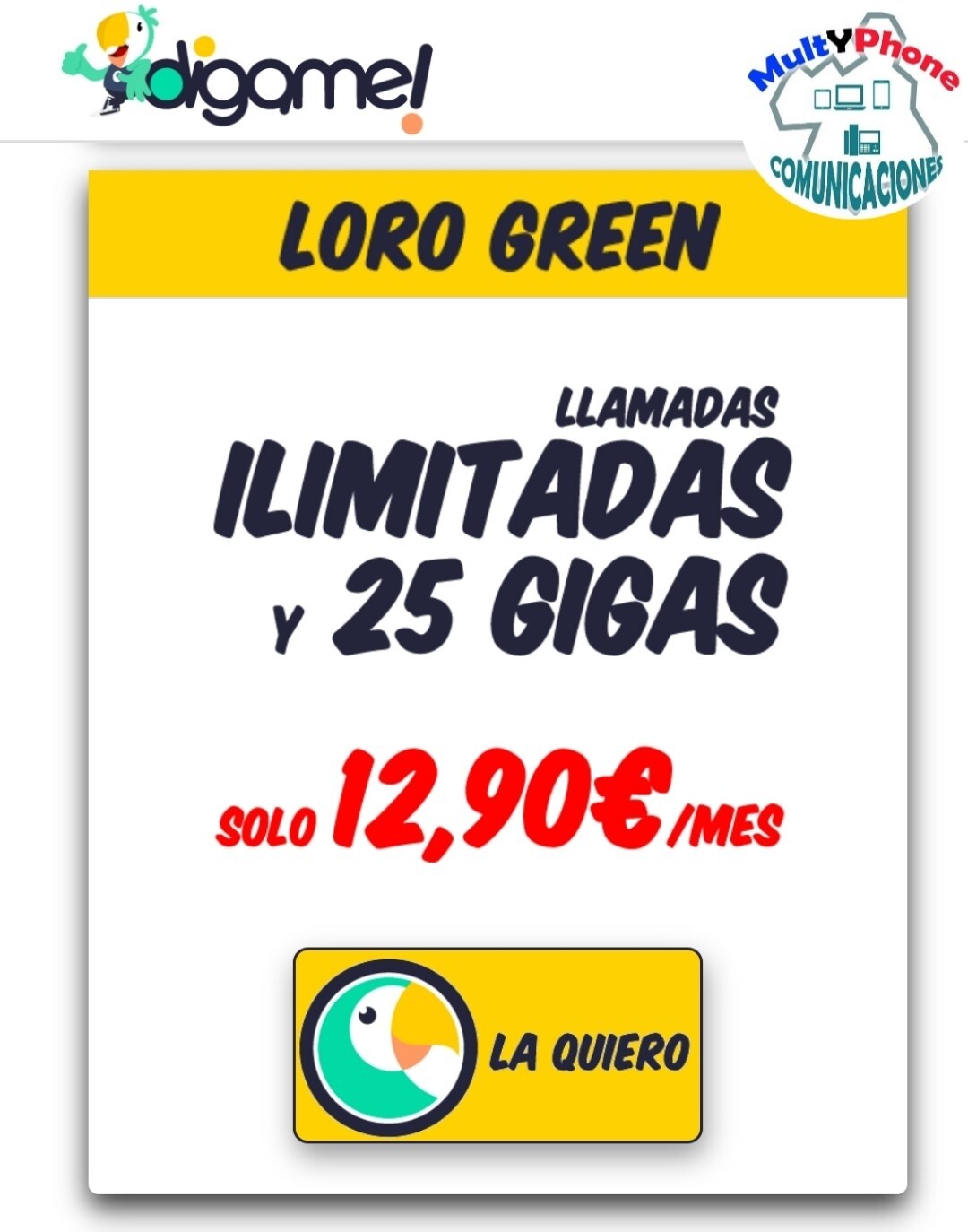 Sólo SIM con LORO GREEN 25Gb