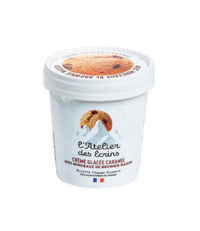CRÈME GLACÉE CARAMEL avec morceaux de brownie maison