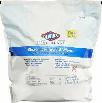 Surface Disinfectant Cleaner Refill Clorox Healthcare® Bleach Germicidal Premoistened Germicidal Wipe 110 Count Pouch Disposable Floral Bleach Scent NonSterile Surface Disinfectant Cleaner Refill Clorox Healthcare® Bleach Germicidal Premoistened Germicidal Wipe 110 Count Pouch Disposable Floral Bleach Scent NonSterile