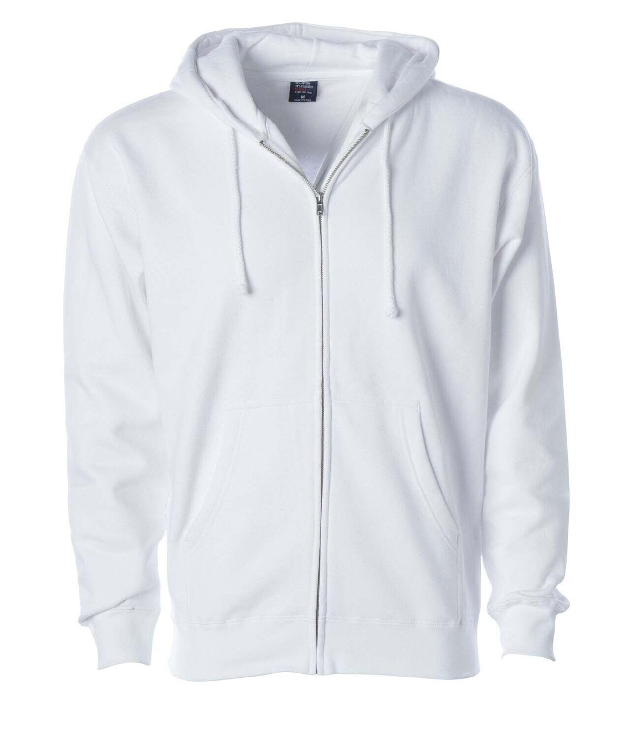 Midwieght Full-zip Hooded Sweatshirt White