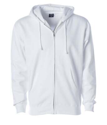 Midwieght Full-zip Hooded Sweatshirt White