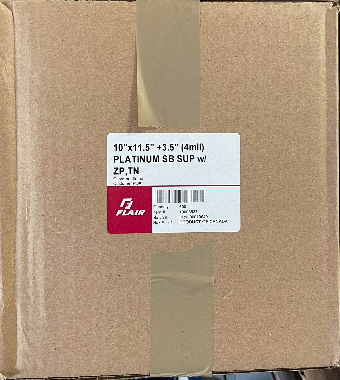 Flair 10inch x 11.5inch + 3.5inch 지퍼백