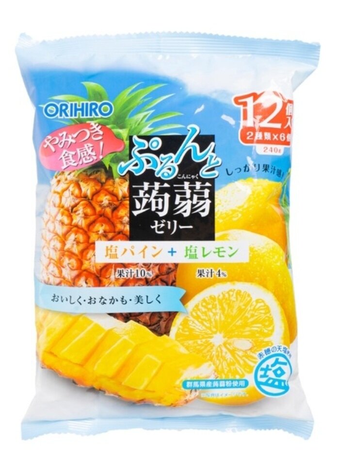 Orihiro 60816085 곤약 젤리 솔트 레몬+파인애플 240G x 12