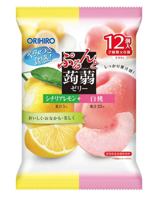 Orihiro 60816073 곤약 젤리 레몬+백도 240G x 12