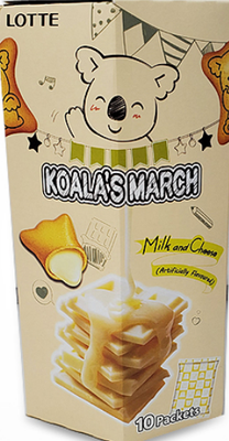 Wismettac 77256 Lotte 코알라 KOALA NO MARCH MILK&amp;CHEESE 195G x