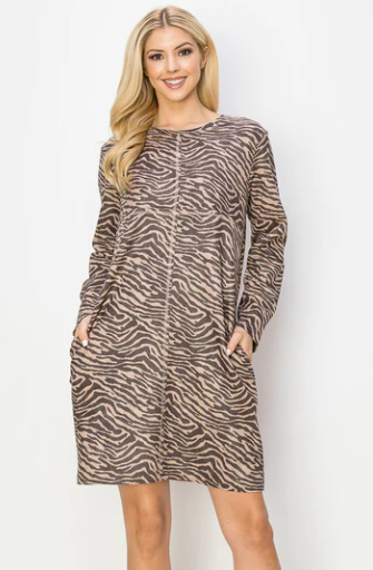Suede zebra print dress