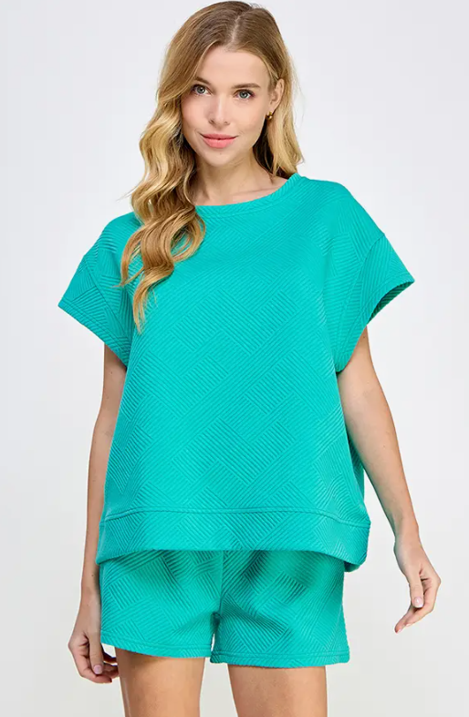 Turquoise Textured Top