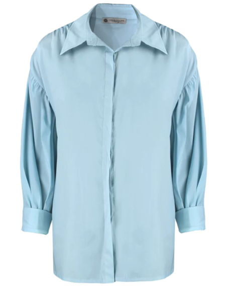 Sky Blue Oversized Button-down Shirt -Carolina