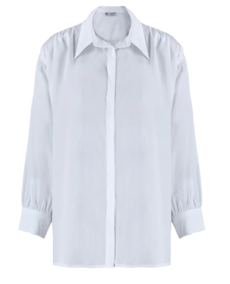 White Oversized Button-down Shirt-Carolina
