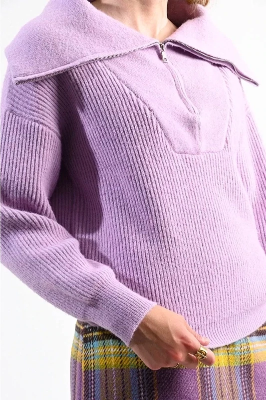 Lilac 3/4 Zip Sweater