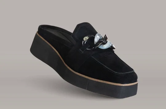 Elect Black Suede Mule with Buckle